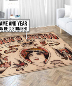 Personalized Vintage Old School Tattoo Rug