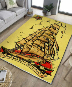 Homeward Bound Ship Tattoo Rug