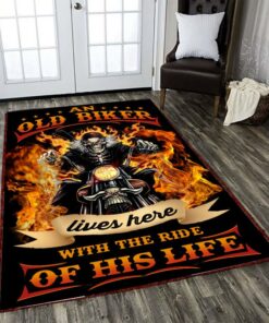 An Old Biker Lives Here With The Ride Of His Life Motorcycle Rug
