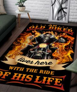 An Old Biker Lives Here With The Ride Of His Life Motorcycle Rug