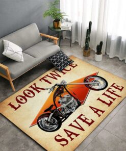 Look Twice Save A Life Motorcycle Rug