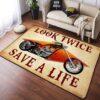 Look Twice Save A Life Motorcycle Rug