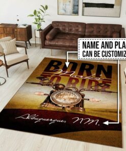 Personalized Motorcycle Born To Ride Rug