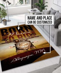 Personalized Motorcycle Born To Ride Rug