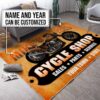 Personalized Motorcycle Cycle Shop Rug