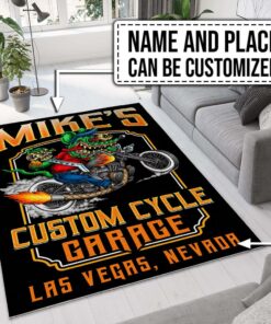 Personalized Custom Cycle Garage Rug