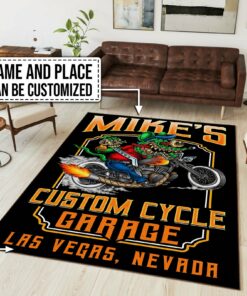 Personalized Custom Cycle Garage Rug