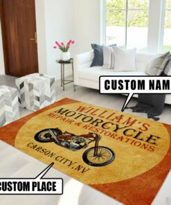 Personalized Motorcycle Repair And Restoration Rug