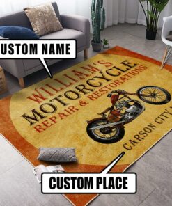 Personalized Motorcycle Repair And Restoration Rug
