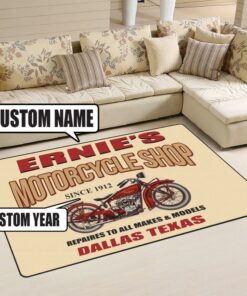 Personalized Motorcycle Shop Rug