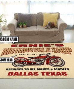 Personalized Motorcycle Shop Rug