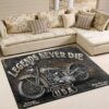 Retro Style Motorcycle Legends Never Die Area Rug