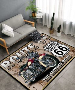 Route 66 The Mother Road Motorcycle Rug
