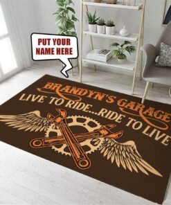 Personalized Garage Live To Ride Ride To Live Motocycle Rug