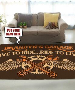 Personalized Garage Live To Ride Ride To Live Motocycle Rug