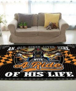 Old Biker Lives Here With A Ride Of His Life Motorcycle Rug