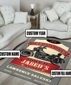 Personalized Beer Biker Bar Rug