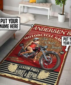 Personalized Motorcycle Garage Rug