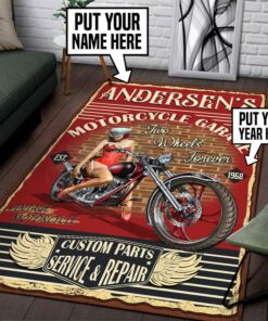 Personalized Motorcycle Garage Rug
