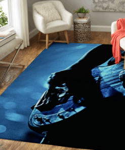 Bass Guitar In Blue Music Home Decor Area Rug
