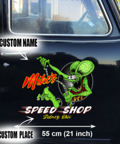 Personalized Hot Rod Garage Rat Fink Speed Shop Vinyl Stickers