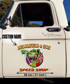 Personalized Hot Rod Rat Fink Speed Shop 3 Layers Decals For Car Door