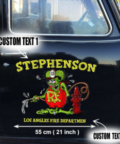 Personalized Rat Fink Fire Dept Set 2 Pcs Decals
