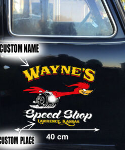2 Pcs Personalized Hot Rod Garage Old School Vinyl Stickers