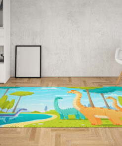 Dinosaurs Cartoon Composition Area Rug For Boy And Girl Room