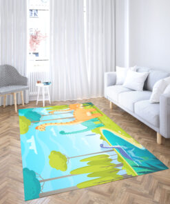 Dinosaurs Cartoon Composition Area Rug For Boy And Girl Room