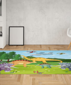 Dinosaur Prehistoric Forest Scene Area Rug