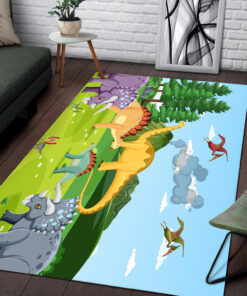 Dinosaur Prehistoric Forest Scene Area Rug