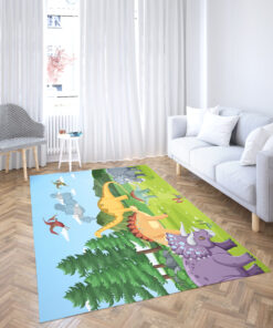 Dinosaur Prehistoric Forest Scene Area Rug