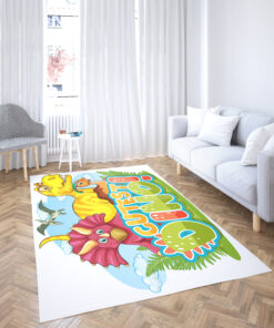 Cutest Cartoon Dinosaur Word Typography Area Rug For Nursery