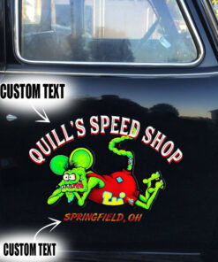 2 Pcs Personalized Hot Rod Garage Rat Fink Vinyl Decals