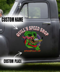 Personalized Hot Rod Rat Fink Speed Shop Vinyl Wrap Decals For Car Door 2 Pcs