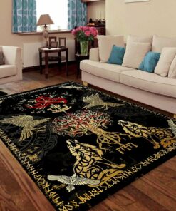 Vegvisir Yggdrasil Raven Wolf Viking Norse Area Rug