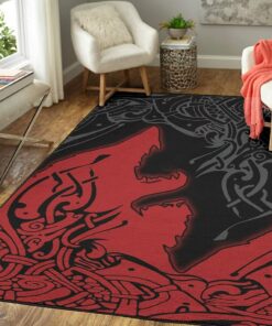 Fenrir Wolf Viking Rug Modern Decro Floor Carpet for College Dorm Living Room Home Decor