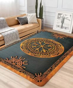 Helm of Terror Mysterious and Powerful Symbols Viking Area Rug Decoration For Bedroom, Living Room