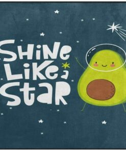 Shine Like a Star Space Cartoon Avocado Area Rug