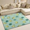 Excercising Green Avocado Palm Tree Leaves Summer Area Rug