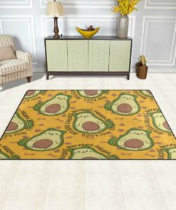 Avocado Dog On Yellow Background Rug Avocadog Rug