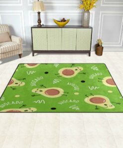Cute Avocado with Dot and Line Area Rug Avocado Green Rug