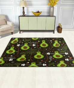 Fitness Avocado Green Rug Avocado Doing Gym Workout Area Rug