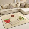 Green Avocado And Strawberry Playing Volleyball Area Rug