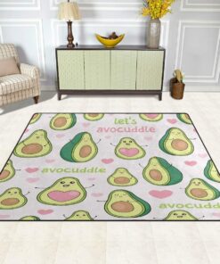 Let's Avocuddle Cute Avocado Green Rug