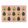 Green Avocado Face On Pink Background Area Rug