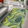 Green Avocado Fruit Leave Flower And Brown Avocado Seed Pattern Area Rug