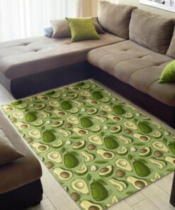 Alternative view of Dark Green Drawing Avocado Pattern Rug Fruit Print Rugs
