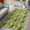 Dark Green Drawing Avocado Pattern Rug
